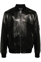 VERSACE EMBROIDERY LOGO LEATHER JACKET Size: IT50 UK40,  colour: BLACK