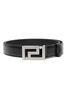 VERSACE GRECA LEATHER BELT Size: 100,  colour: SILVER