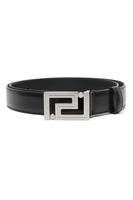 VERSACE GRECA LEATHER BELT Size: 90,  colour: SILVER