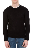 Versace Hole Punched Oversized Logo Crew Neck Jumper