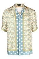 VERSACE LOGOMANIA TWILL SILK SHIRT Size: 46,  colour: BLUE