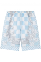 VERSACE MEDUSA CHECK SILK TWILL SHORTS Size: IT50 UK40,  colour: BLUE