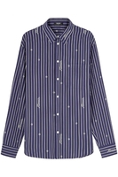 VERSACE NAUTICAL STRIPE LOGO SHIRT Size: IT48 UK38,  colour: NAVY