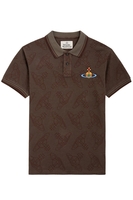 VIVIENNE WESTWOOD ALL OVER ORB POLO SHIRT Size: S,  colour: BROWN