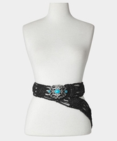 Boho Jewel Buckle Leather Belt