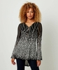Border Print Zip Up Top