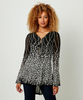 Border Print Zip Up Top