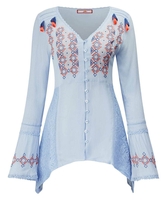 Crinkle Embroidered Blouse
