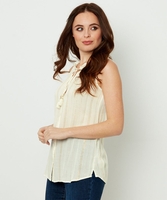 Metallic Stripe Button Up Blouse
