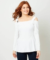Open Shoulder Basic T-Shirt