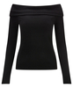 Rolled Shoulder Ribbed Top