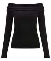 Rolled Shoulder Ribbed Top