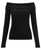 Rolled Shoulder Ribbed Top