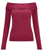 Rolled Shoulder Ribbed Top
