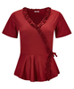 Ruffle Ribbed Wrap Top