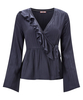 Satin Stripe Ruffle Blouse