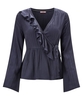 Satin Stripe Ruffle Blouse