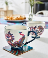 Set Of 2 Perfect Peacock Footed Mugs