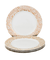 Set Of 4 Gold Metallic Zebra Dinner Plates