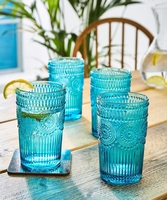 Set Of 4 Terrific Turquoise Glasses