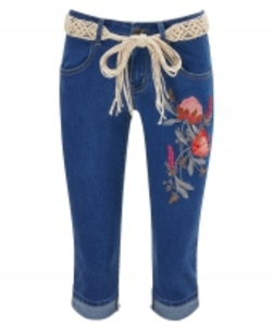 Summer Embroidered Capri Pants