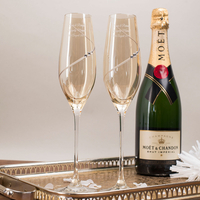 Engraved Amber Swarovski® Elements Diamanté Champagne Flute Set
