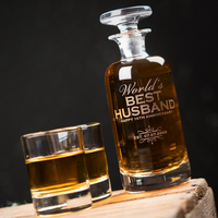 Engraved Decanter & Shot Glass Set - World