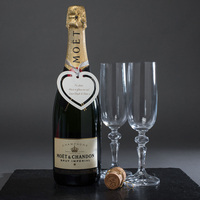 Engraved Heart-Shaped Metal Wine Bottle Gift Tag