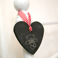 Engraved Heart Shaped Slate Hanging Keepsake - Hugs