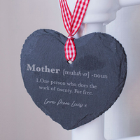 Engraved Heart Shaped Slate Hanging Keepsake - Mother
