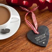 Engraved Heart Shaped Slate Hanging Keepsake
