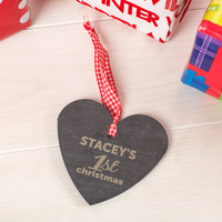 Engraved Heart Shaped Slate Hanging Keepsake
