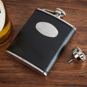 Engraved Leather Hip Flask