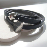 Engraved Leather Wrap Bracelet