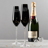 Engraved Nero Swarovski® Elements Diamanté Champagne Flutes