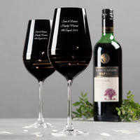 Engraved Nero Swarovski® Elements Diamanté Red Wine Glass Set