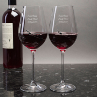 Engraved Pair Of Swarovski® Elements Diamanté Wine Glasses