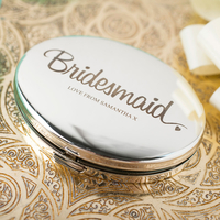 Engraved Silver Oval Compact Mirror - Bridesmaid