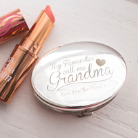 Engraved Silver Oval Compact Mirror - My Favourites