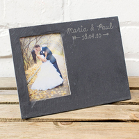 Engraved Slate Chalkboard Photo Frame - Couples Arrow