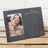 Engraved Slate Chalkboard Photo Frame - Couples Heart Scroll