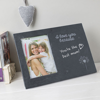 Engraved Slate Chalkboard Photo Frame - I Love You Because