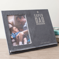 Engraved Slate Chalkboard Photo Frame - Super Dad