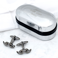 Moustache Cufflinks In Personalised Box