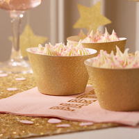 Pastel Perfection Gold Glitter Cupcake Wraps (Pack of 10)