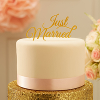 Pastel Perfection Gold Just Married Cake Topper