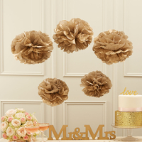 Pastel Perfection Gold Tissue Paper Pom Poms (Pack of 5)