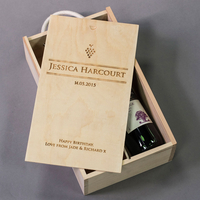 Personalised 2 Bottle Sliding Wooden Wine Box - Grapes Established