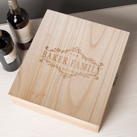 Personalised 3 Bottle Luxury Wooden Wine Box - Family Established