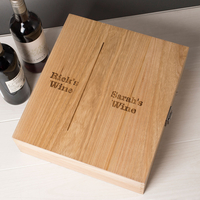 Personalised 3 Bottle Luxury Wooden Wine Box - His and Hers